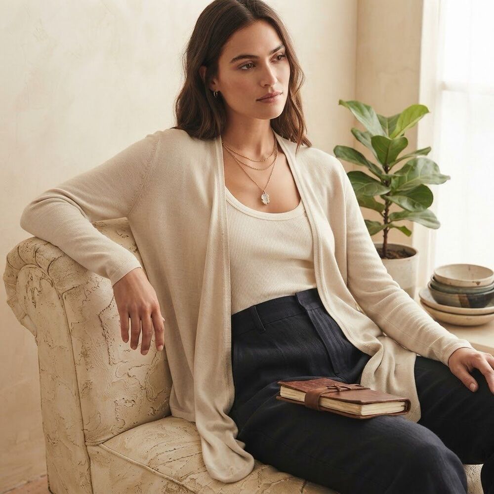 J Jill linen modal rayon cotton blend drape cardigan
